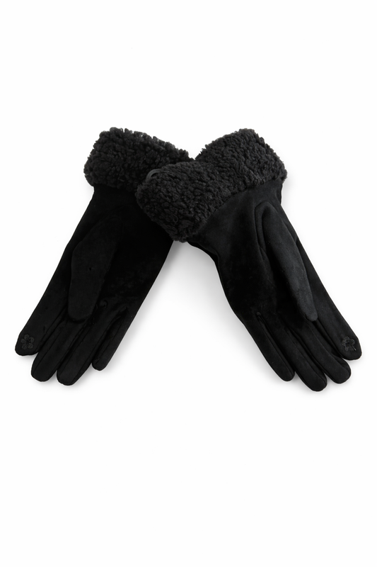 Gants noirs - fausse fourrure pour femme