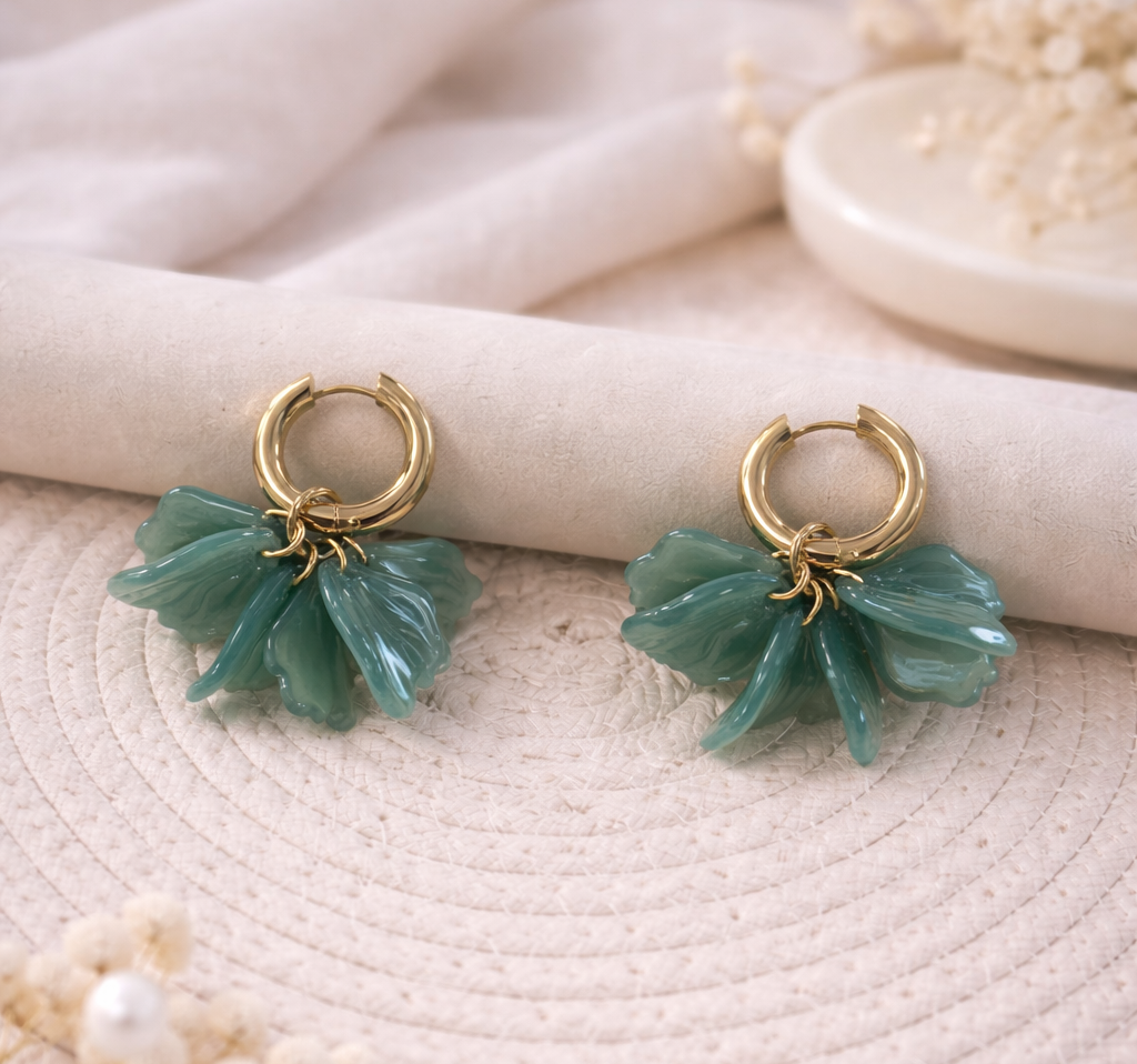 Boucles Calypso bleu turquoise