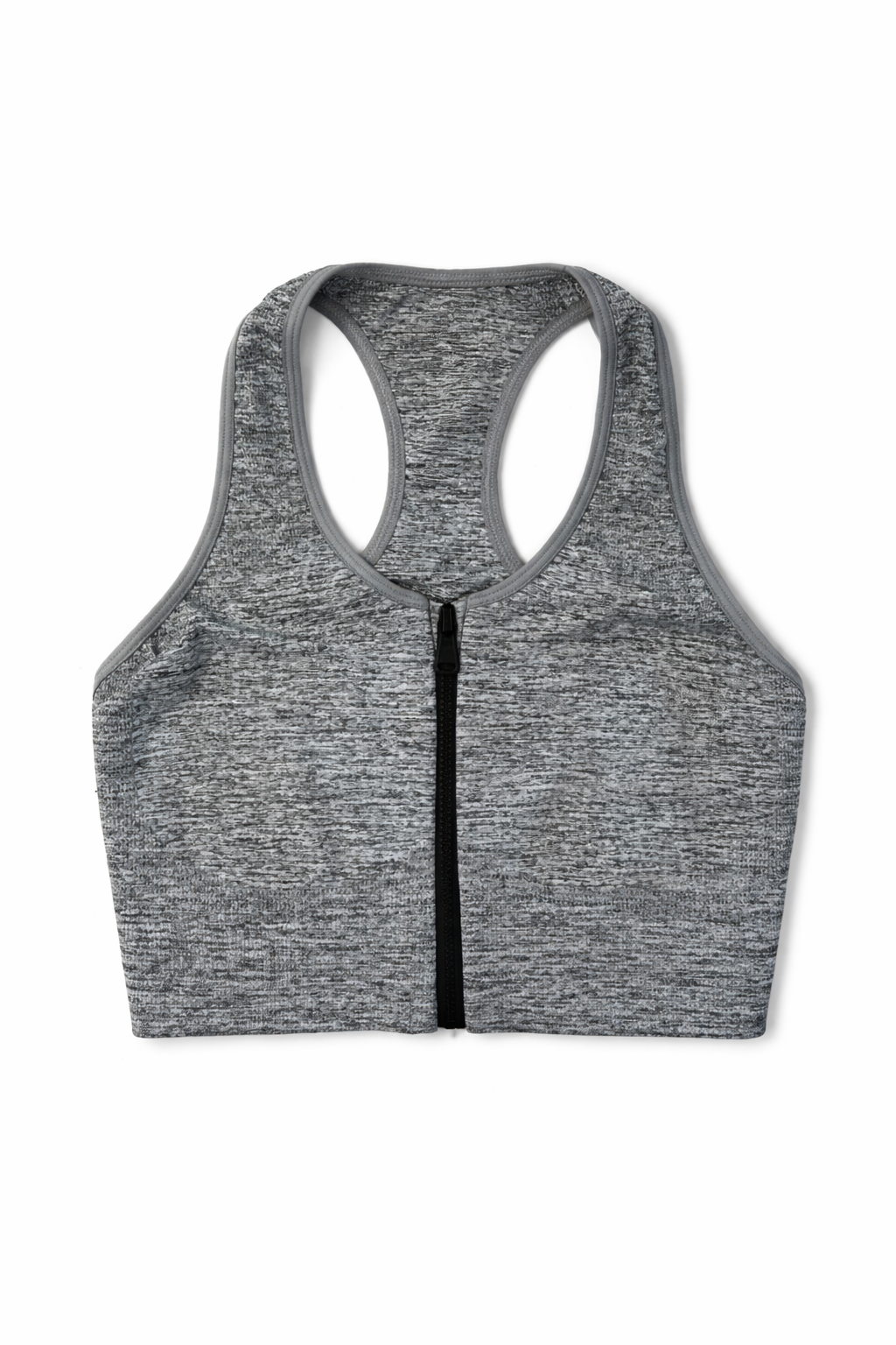 Brassière de sport grise zipée à l'avant