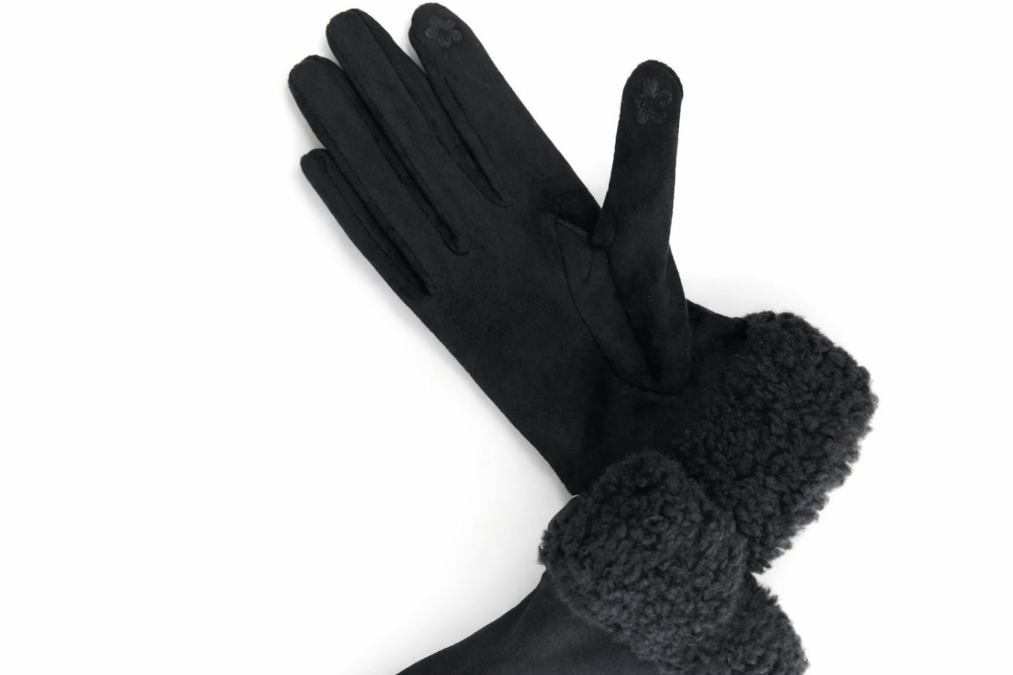 Gants noirs - fausse fourrure pour femme