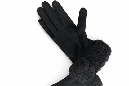 Gants noirs - fausse fourrure pour femme