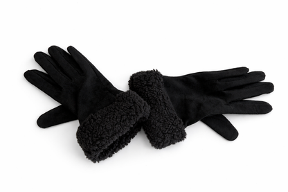 Gants noirs - fausse fourrure pour femme