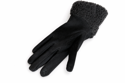 Gants noirs - fausse fourrure pour femme