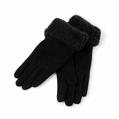 Gants noirs - fausse fourrure pour femme
