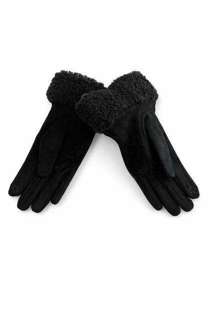Gants noirs - fausse fourrure pour femme