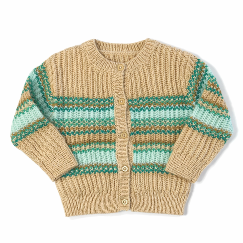 Gilet marron et vert fille