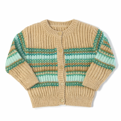Gilet marron et vert fille