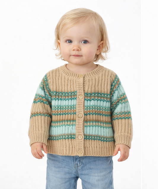 Gilet marron et vert fille