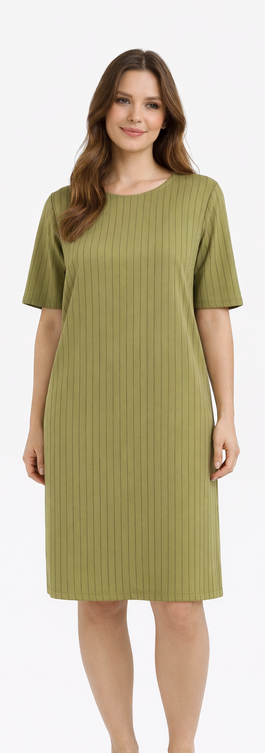 Robe T-shirt verte à rayures verticales