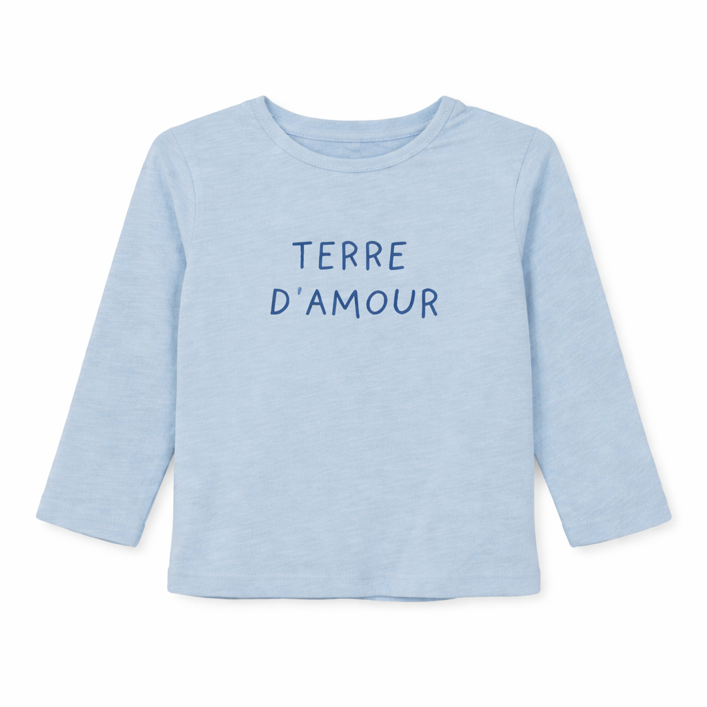 T-shirt bleu à longues manches fille