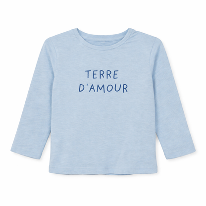 T-shirt bleu à longues manches fille