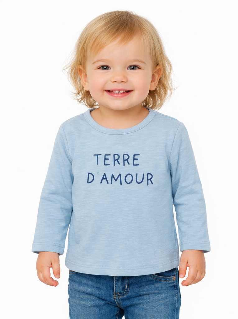 T-shirt bleu à longues manches fille