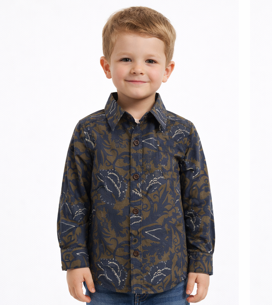 Chemise Bohème bronze et bleu