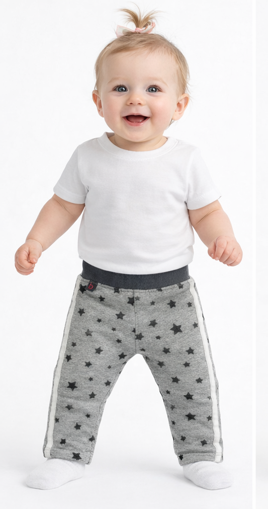 Legging bébé gris à étoiles
