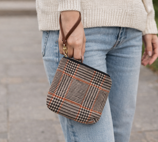 Pochette à main carreaux prince de galles