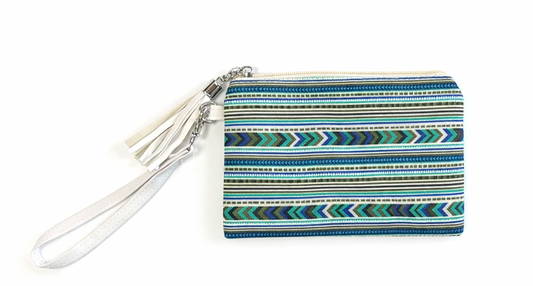 Pochette zippée à motifs géométriques
