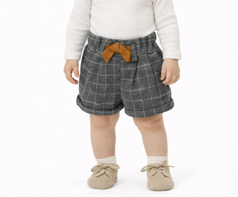 Short bébé gris à carreaux