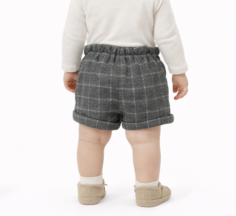 Short bébé gris à carreaux