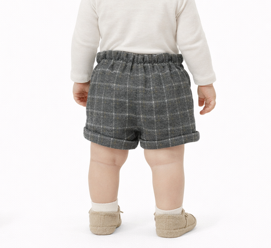 Short bébé gris à carreaux