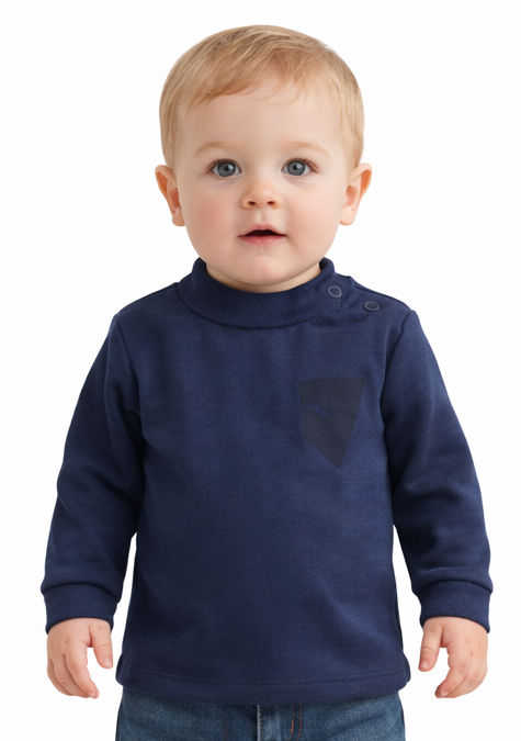 T-shirt longues manches 100% coton bleu marine garçon