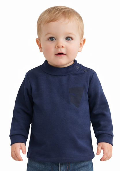 T-shirt longues manches 100% coton bleu marine garçon