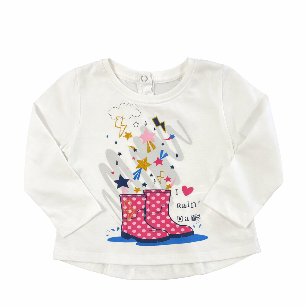 T-shirt blanc à manches longues fille
