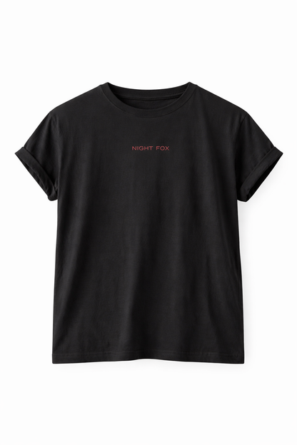 T-shirt noir graphique "Night Fox" femme